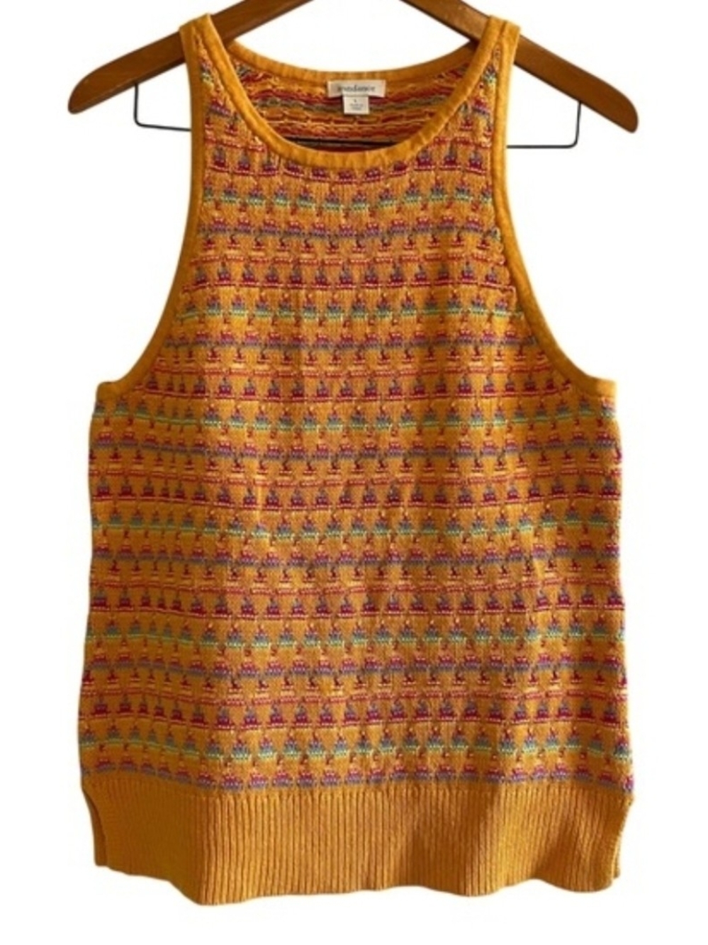 Sundance, colorful knit tank top sleeveless shirt crochet casual layering large
